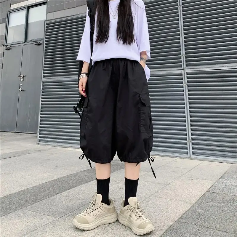 

Casual Loose Workwear Shorts Summer New High Waist Straight Wide Leg Pants Fashion Simplicity Women Clothing