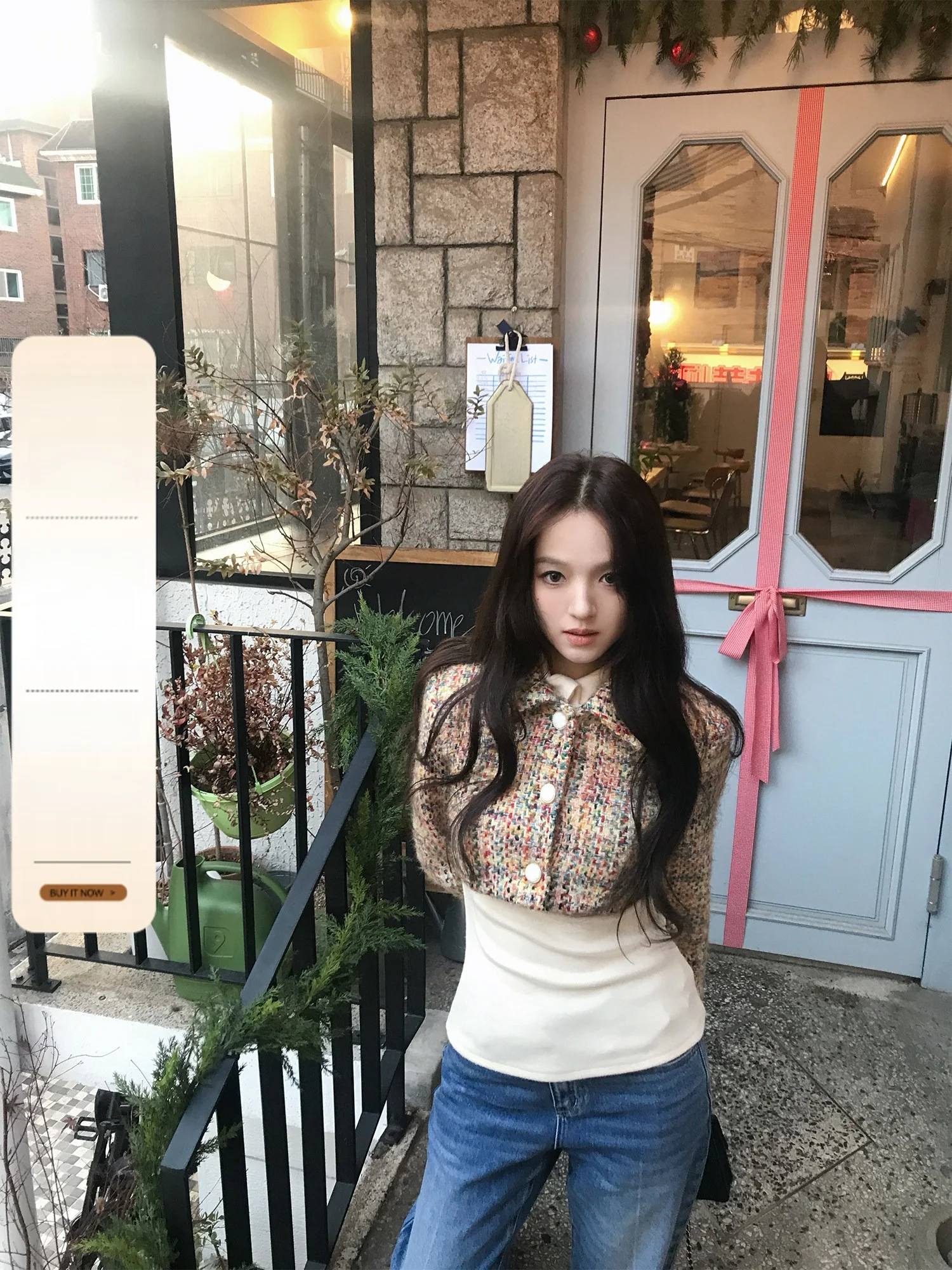 

Neurcz ort Woolen Women's Jaet Rainbow Color oulder Length Button up Luxury Sle Faionable Outerwear