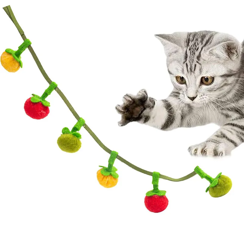 Funny Cat Toys String Tomato Plush Cat Balls Toy with Catnip
