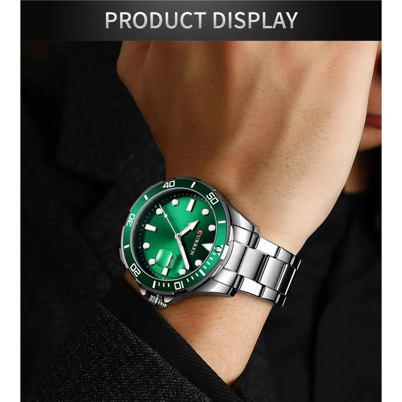 CURREN New Green Water Ghost Series Brand High-end Luxury Watches Automatic Watch Men All Steel Waterproof Quartz Watch Gifts view 6