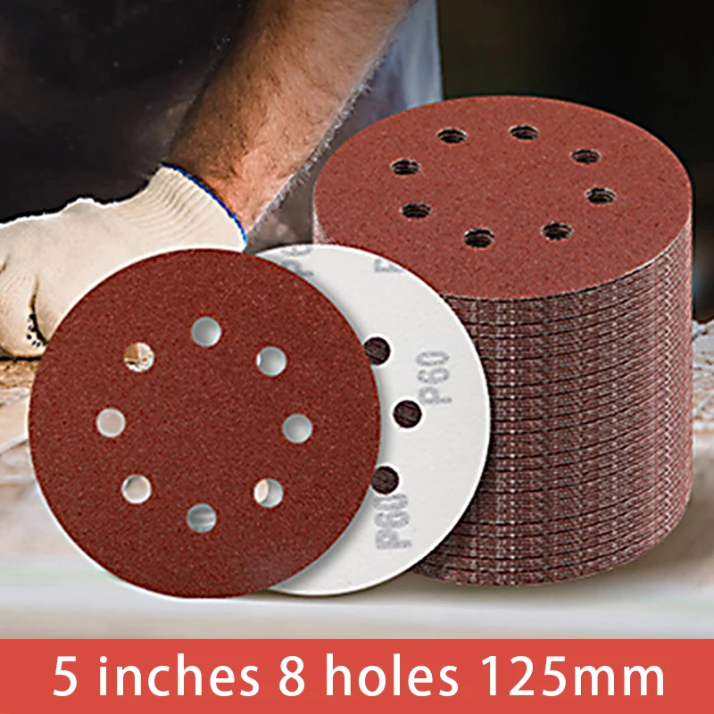 

8 Hole 125mm Sandpaper Woodworking Metal Grinding Disc Abrasive Polishing Tool 40/1000/2000 Grit Sanding Discs