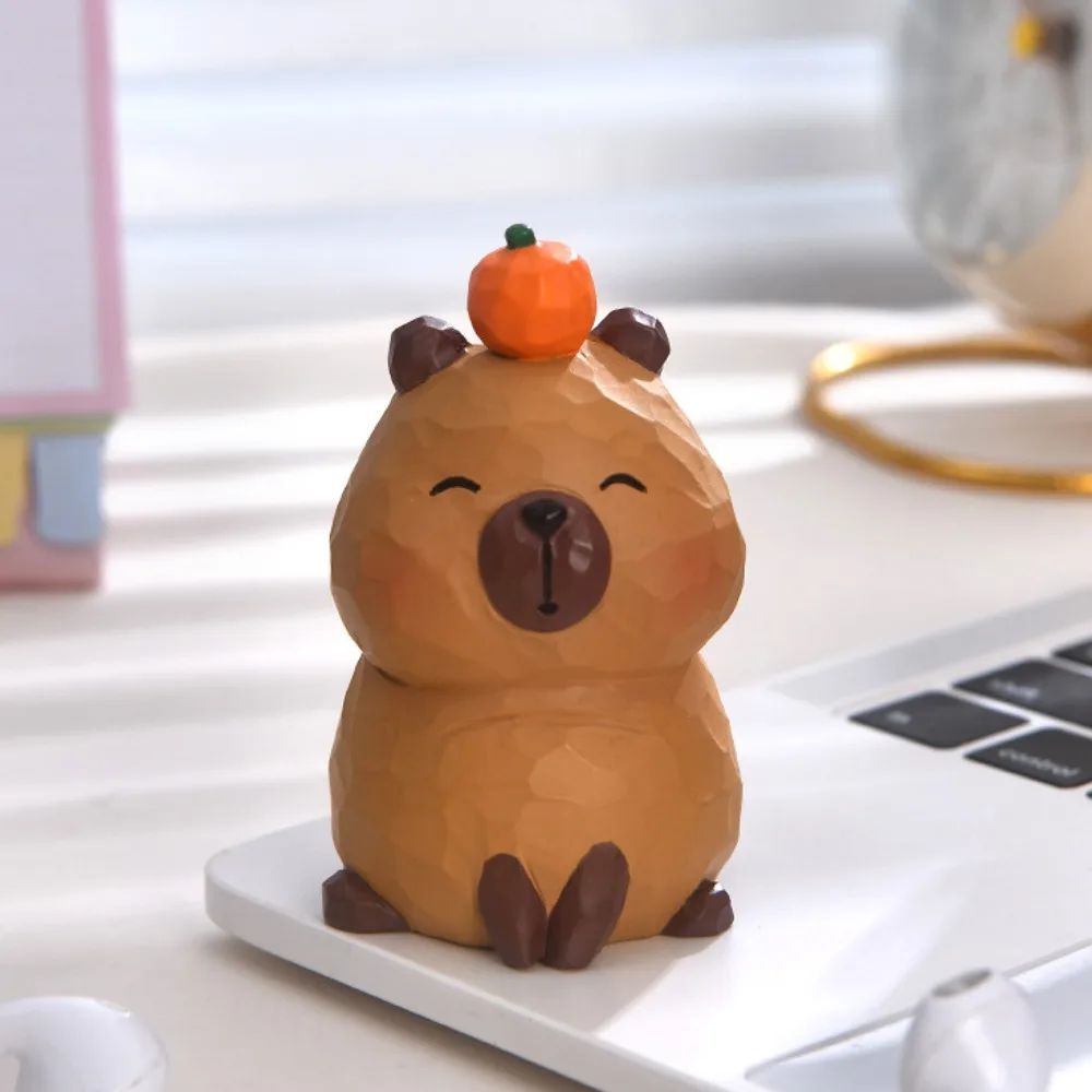 Crafts Carving Capybara Ornament Figure Doll Capybara Animals Ornament Cute Small Simulation Capybara Model Car Interior