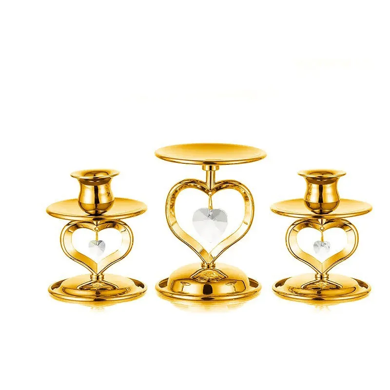 European candle holder silver love crystal candle holder retro light luxury dinner romantic props ornament