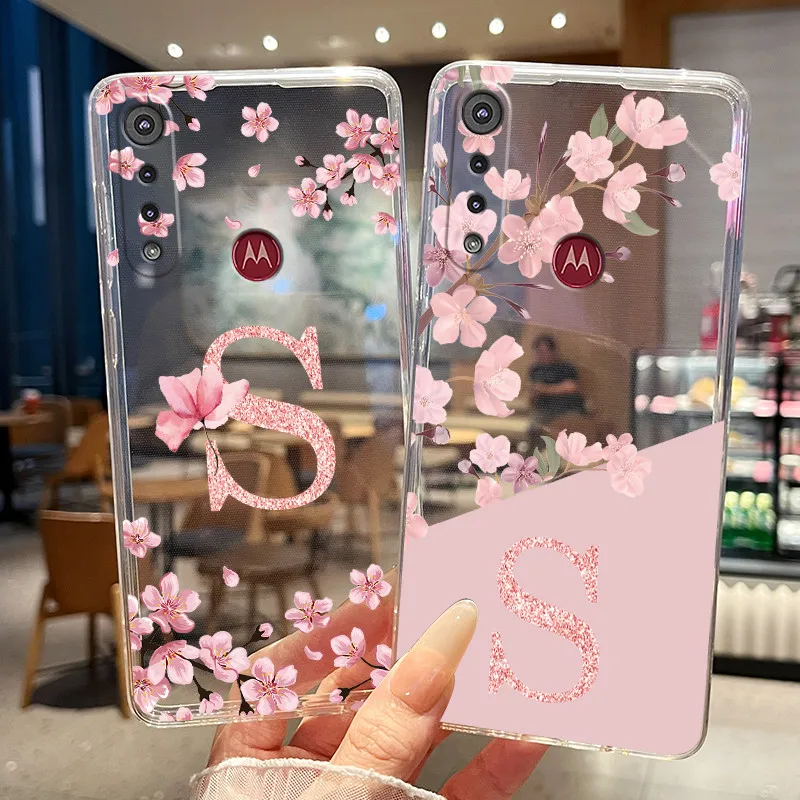 Funda de Silicona Suave para Motorola Moto G8 Plus, Funda con Letras Florales de TPU para Moto G8 Play, Carcasa para MOTO G8Play G 8