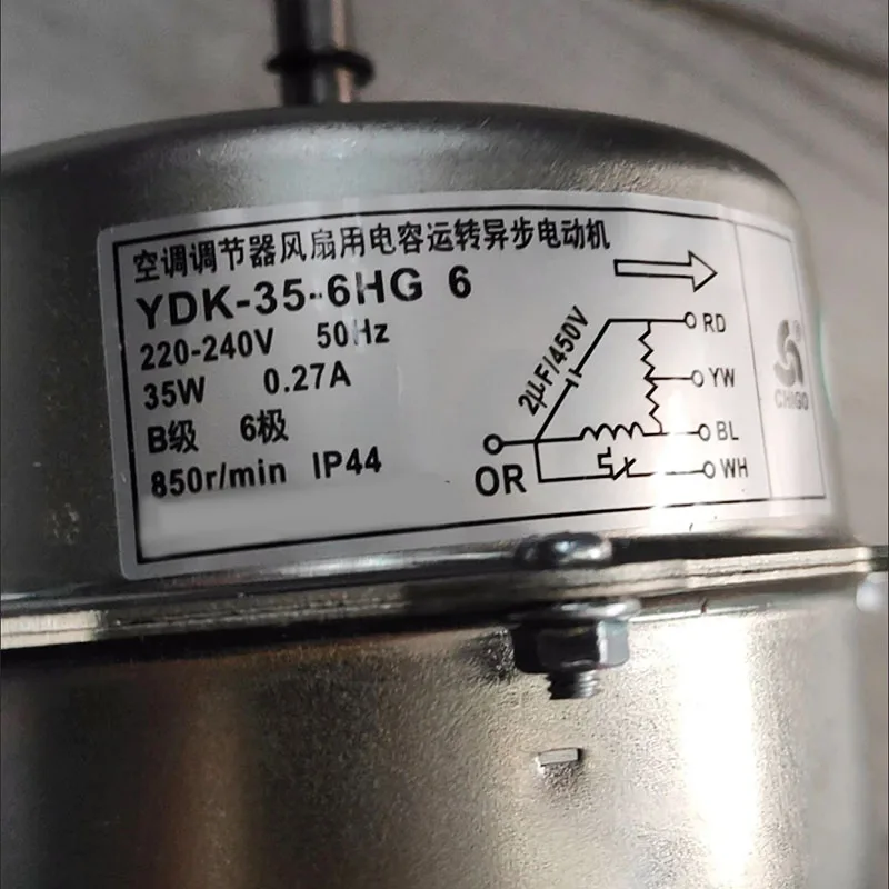 YDK35-6HG AC Outdoor Fan Motor 35W Reverse Rot Short Axis Replacement Accessory For Multi-Pole Aircon Condenser