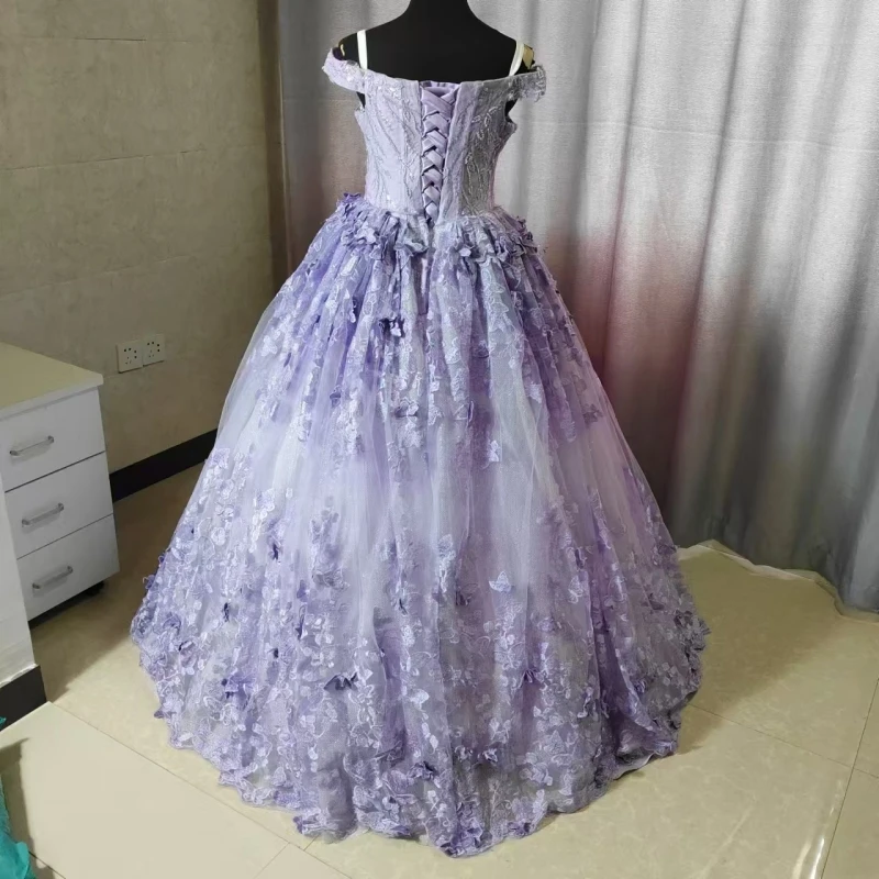 Szokás Levendula Pillangó Quinceañera dresses vel Hegyfok csipkével applied Jószagú 16 ruhát Mexikói báli gowns 2024 vestidos Delaware XV anos