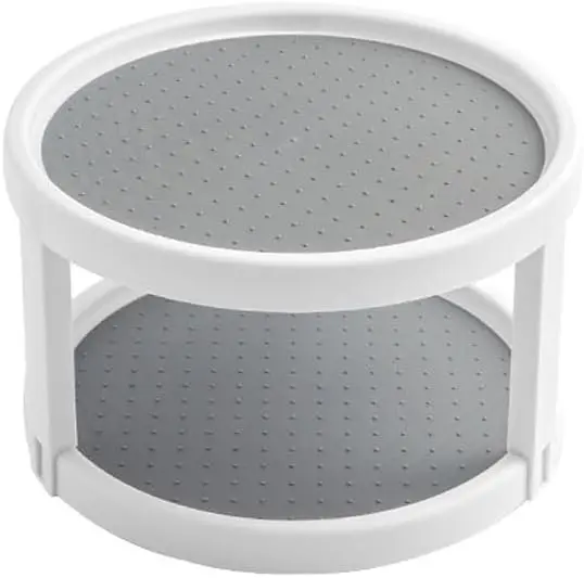 

2 Tier Non Skid Spice Rack Turntable, 10 Inch Spinning Organizer, 360° Rotating Lazy Susan for Kitchen Pantry Cabinet, Gray & White