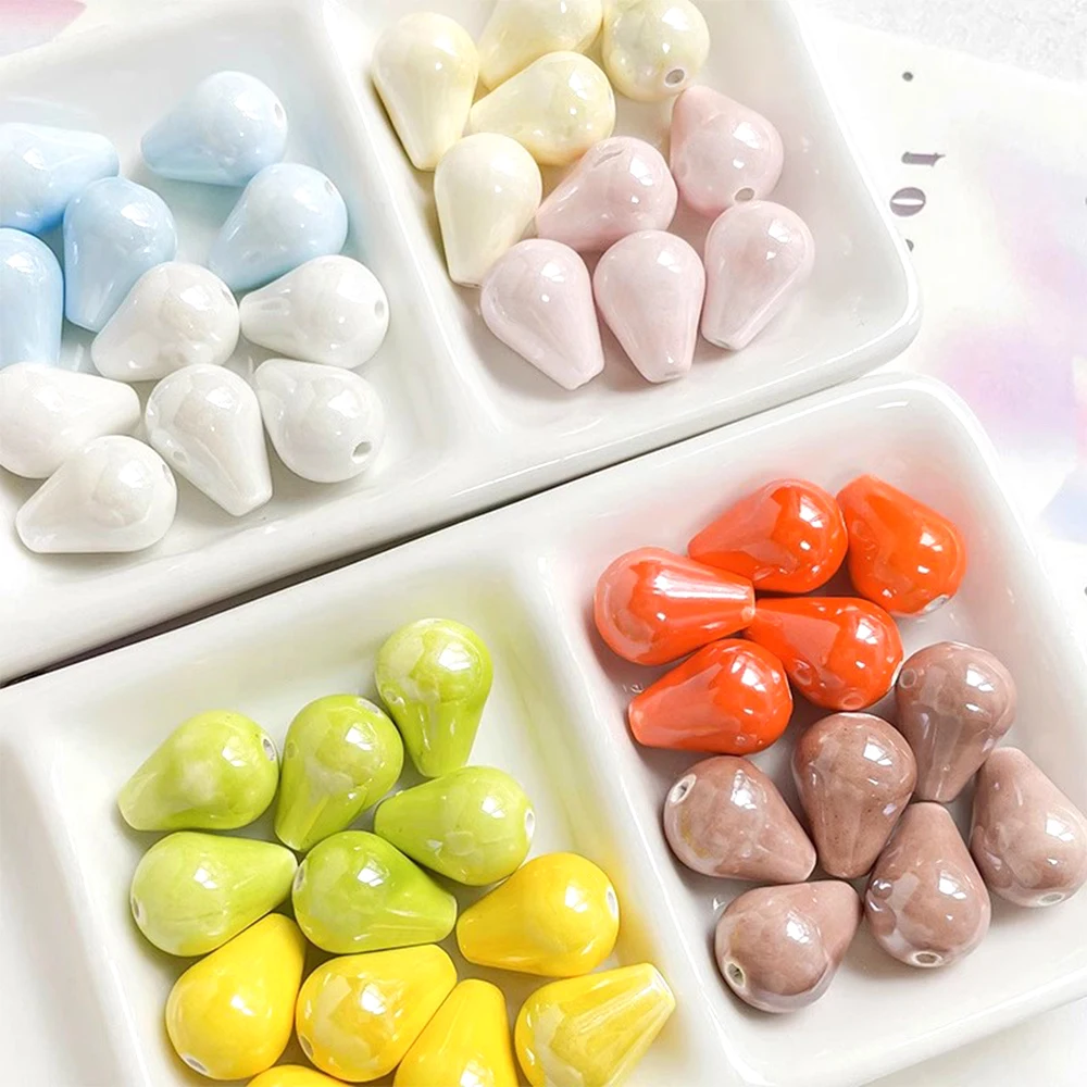 10 Pieces 12*16mm Colour Water Droplet Shape Ceramic Beads DIY Jewelry Making Necklace, Bracelet, Clothing Accessory Materials