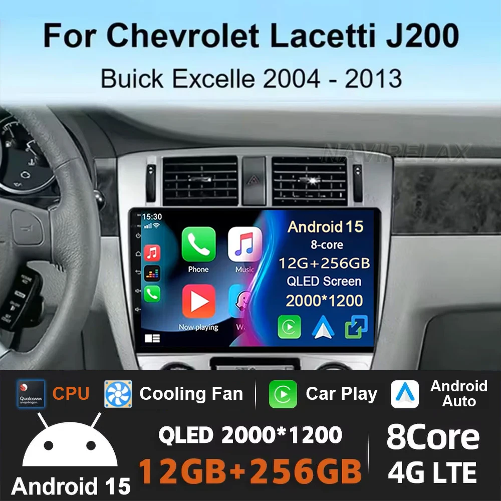 

Android 15 For Chevrolet Lacetti J200 BLACK Car Radio 4G WIFI Navigation GPS Wireless Carplay Auto Ntelligent System Head Unit