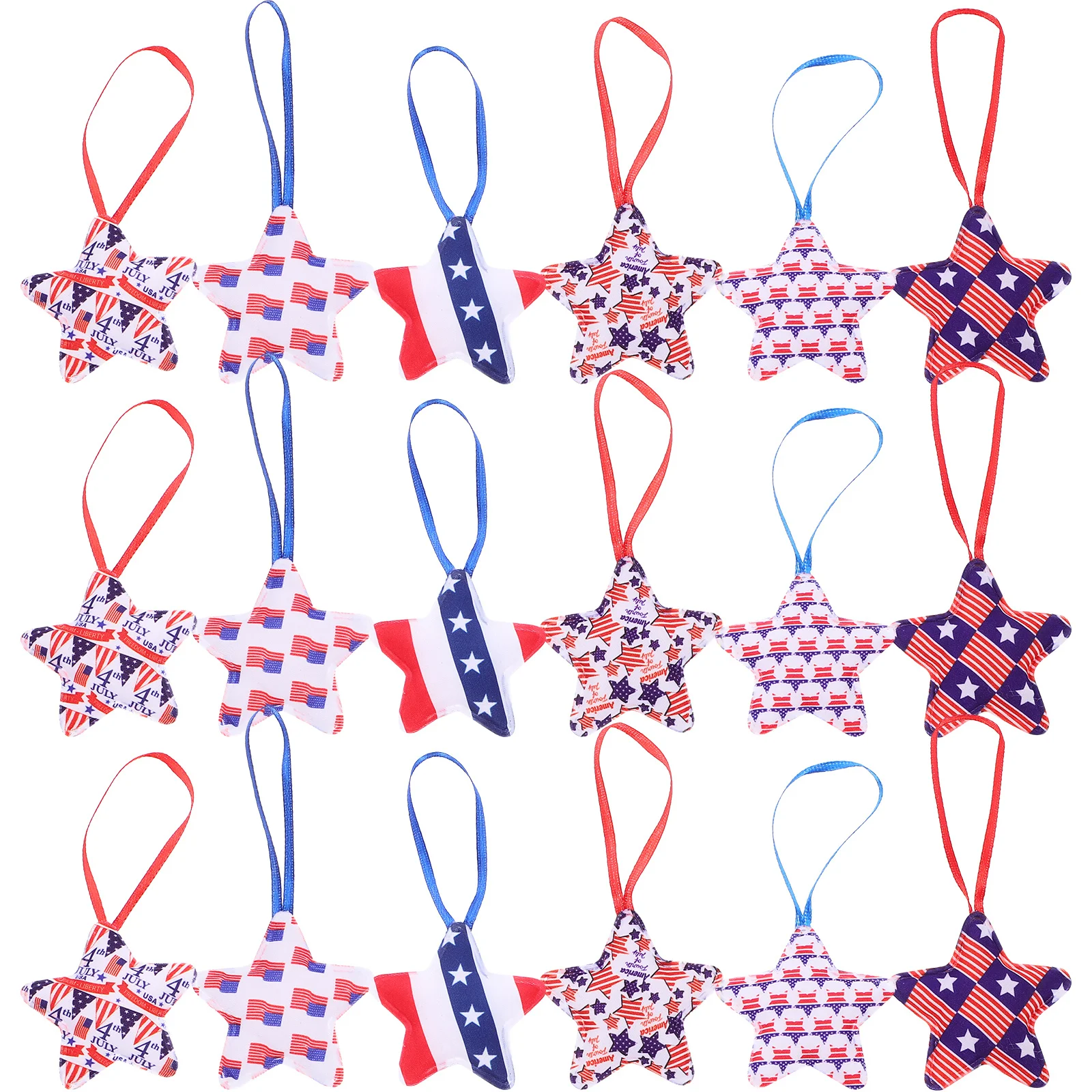 

30Pcs Five-Pointed Star Hanging Decor Usa Patriotic Hanging Ornaments Independence Day Party Decorations 4th of July