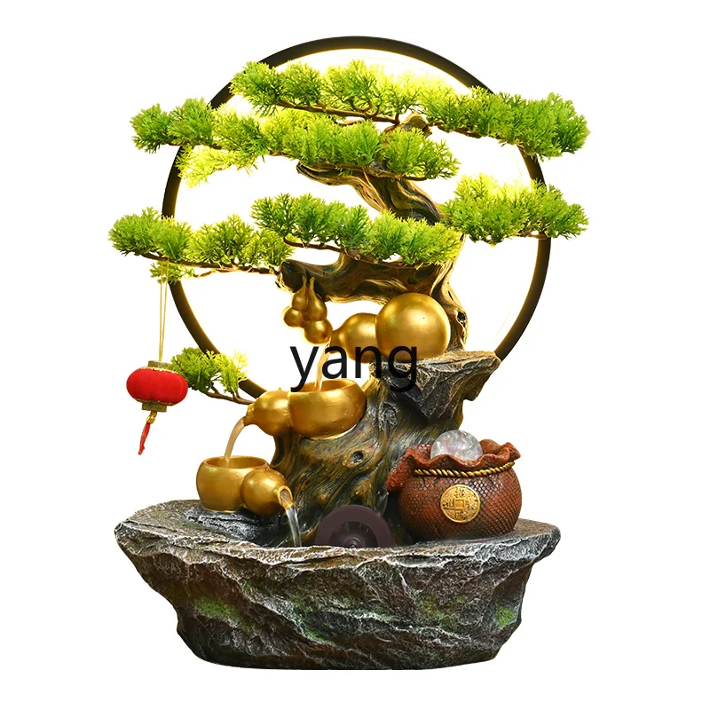 LH  landscape desktop feng shui wheel lucky rockery flowing water circulation water fountain ornament