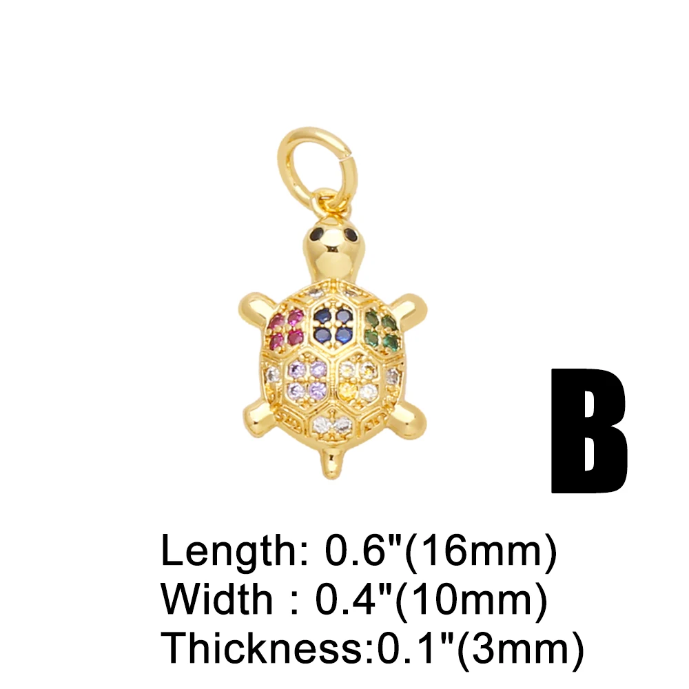 OCESRIO Crystal Small Fish Charms for Bracelet Copper Gold Plated Turtle Octopus Handmade Jewelry Making Supplies DIY chma217