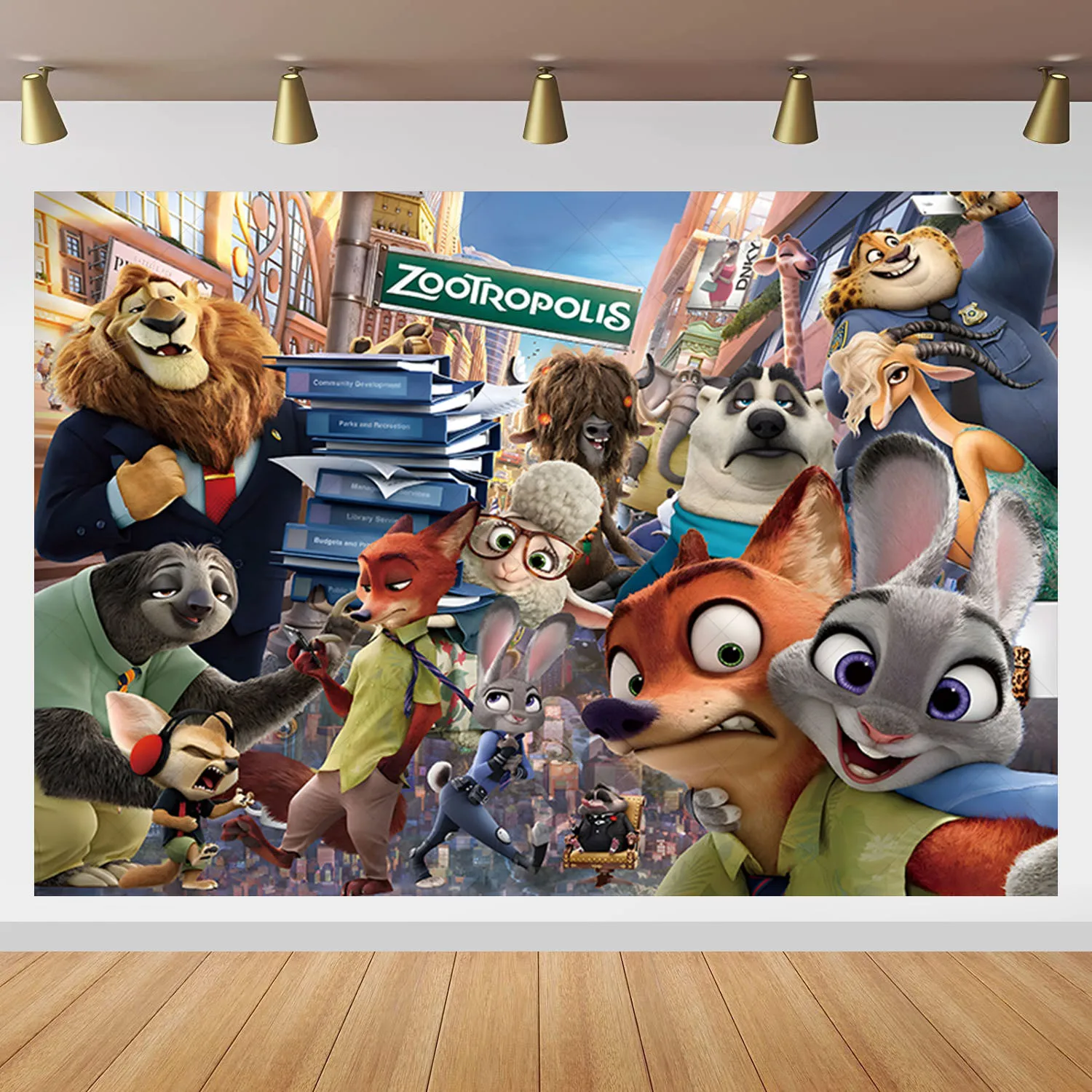 خلفية Zootopia 2 على شكل حيوان مجنون للأطفال، خلفية لحفلات أعياد الميلاد، لافتة من الفينيل والبوليستر، دعائم تزيين للتصوير الفوتوغرافي لعيد الميلاد