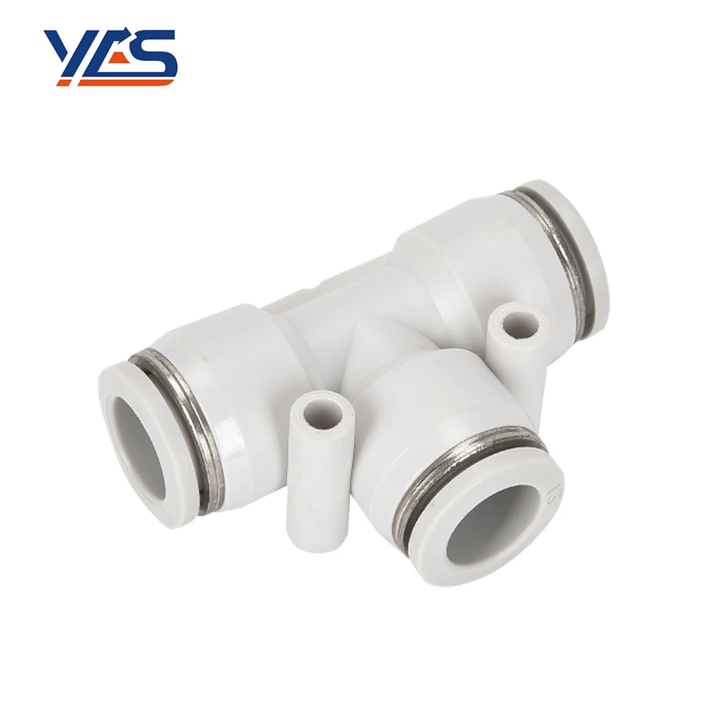 High Quality White PE Series Pneumatic Fitting Quick Connect Slip Lock Tee 3 Way Plastic Pipe Tube Fittings