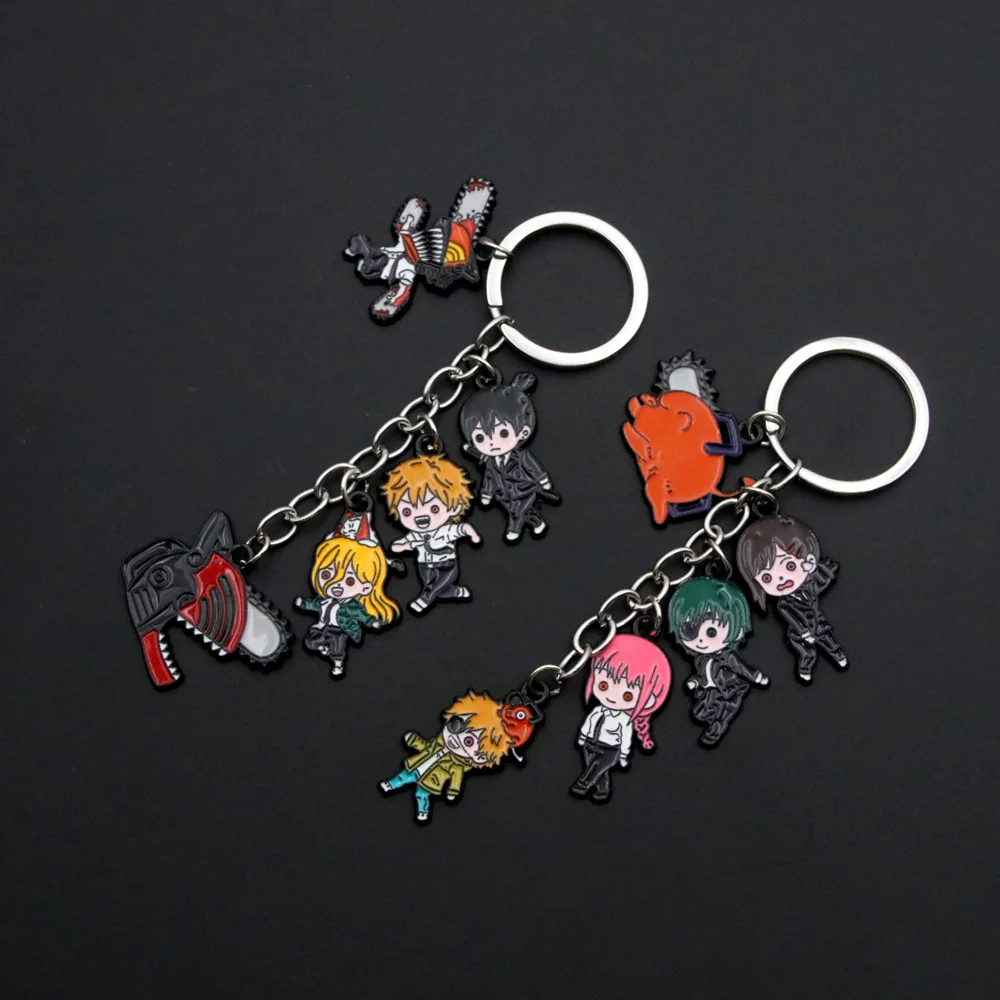 أنيمي CS رجل سلاسل المفاتيح شارة دينجي السلطة ماكيما الشكل قلادة حديدية النساء الرجال كيرينغ تأثيري مجوهرات هدية #5