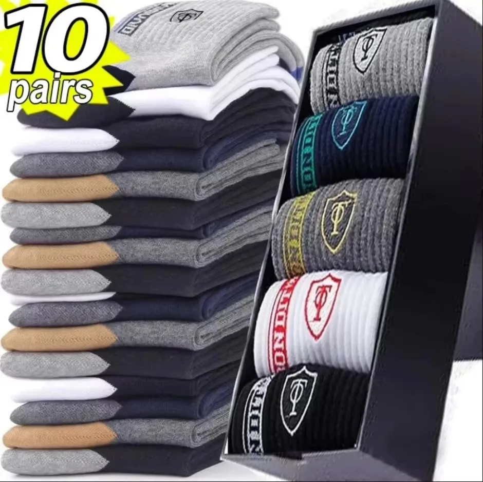 5 Paar atmungsaktive Baumwoll-Sportstrümpfe für Herren, Bambusfaser, Herbst und Winter, Herrensocken, Schweißabsorption, Deodorant, Business-Sox – Detail 1