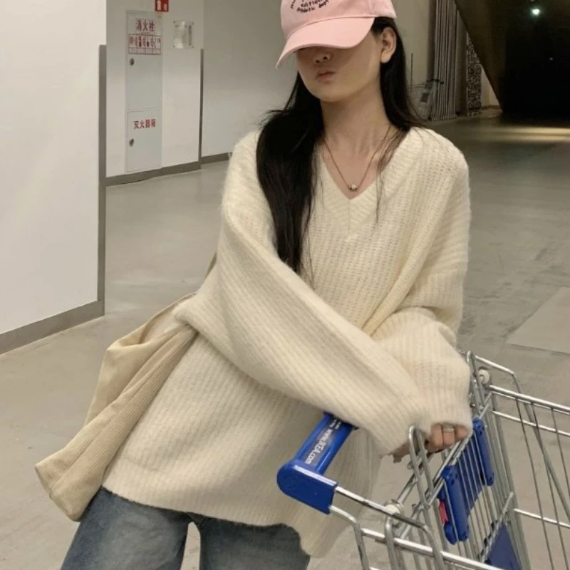 

Women's Lazy Style Loose Slimming Versatile Pullover, Knitted Sweater, Student Casual Sweaters, Korean Version, Autumn, Winter