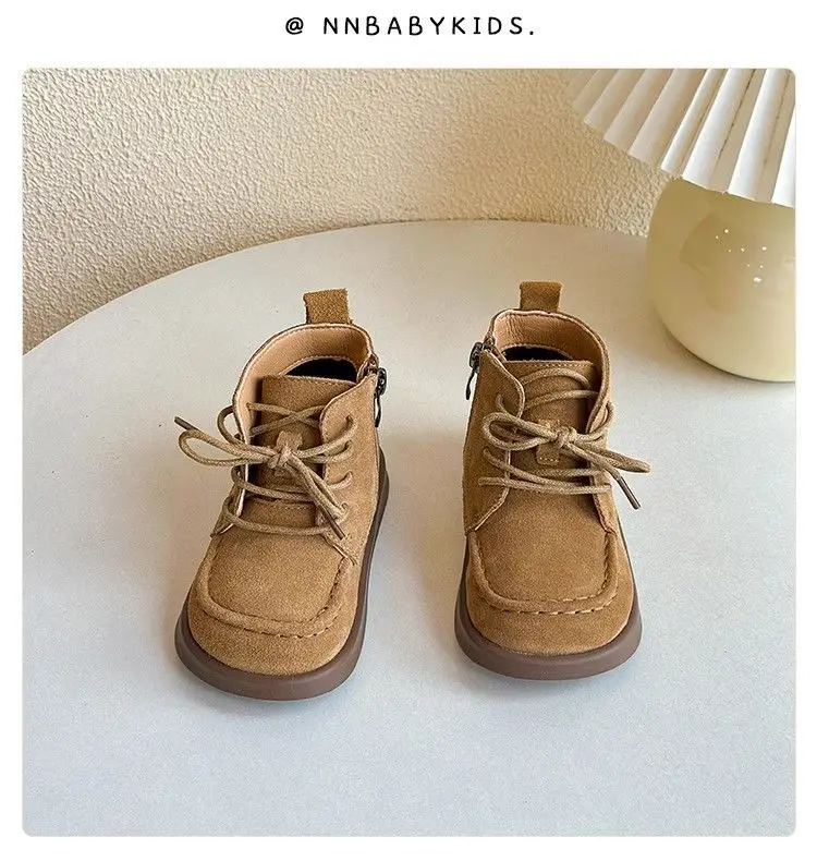 Schuhe für kleine Jungen, modische Kinderstiefeletten, Kinder-Lederschuhe, 1-6 Jahre, Baby-Stiefeletten, Mocha, Nude, braune Kaffee-Stiefeletten – Detail 8