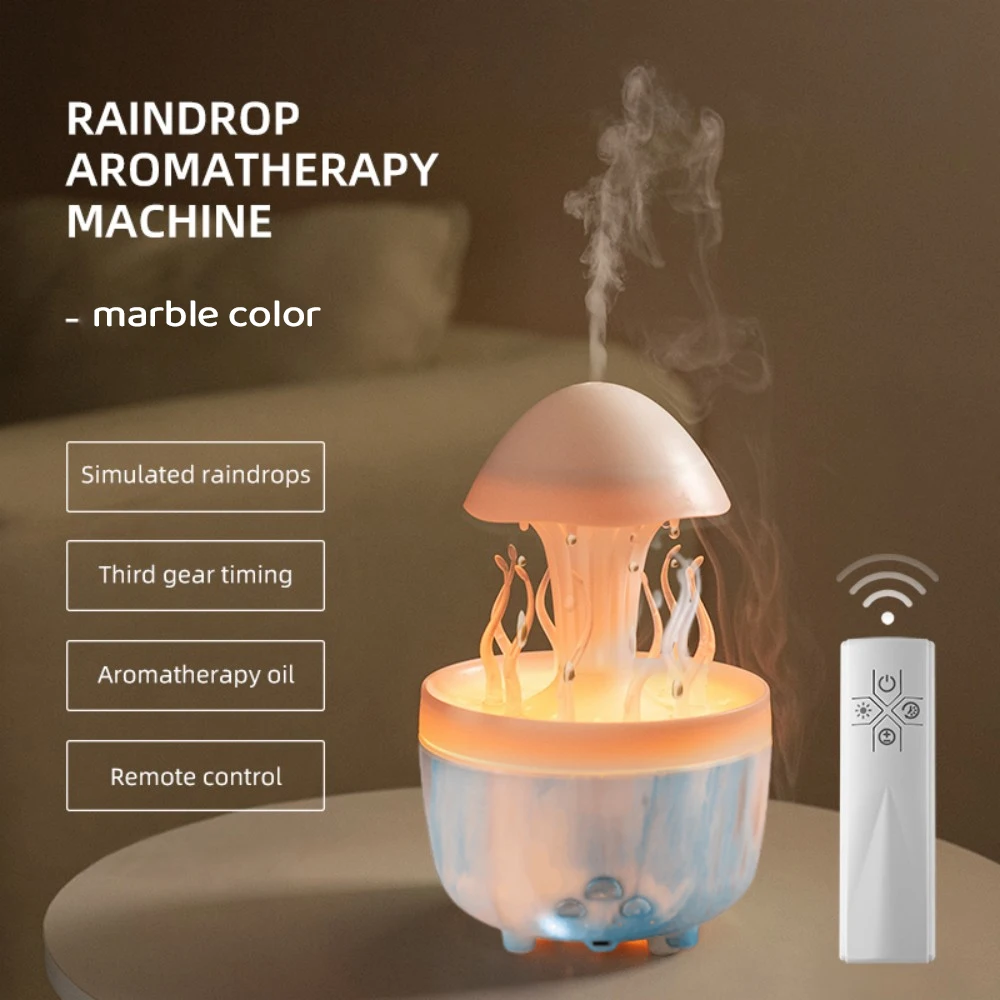 Creative Raindrop Jellyfish Aromatherapy Machine Large Capacity Water Tank Humidifier Essential Oil Diffuser Ambient Night Light