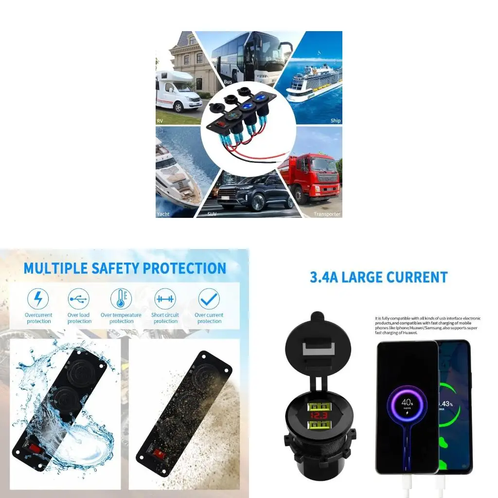 12v-outlet-socket-12volt-usb-outlet-panel-prewired-cigarette-socket-quick-for-mobile-phone-gps