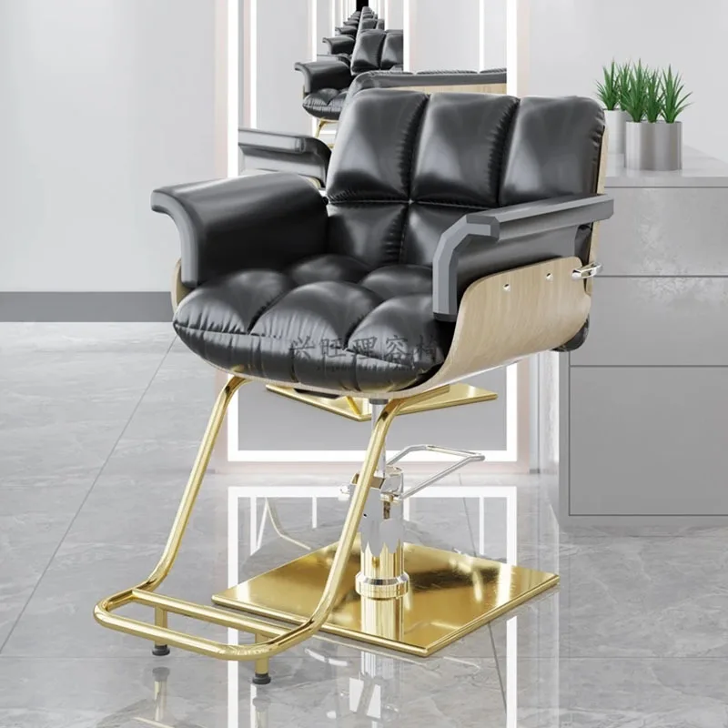 Salon Beauty Barber Chair Iron Barbershop Gold Comfort Men Barber Chair Personalized Design Silla De Barbero Salon Furniture