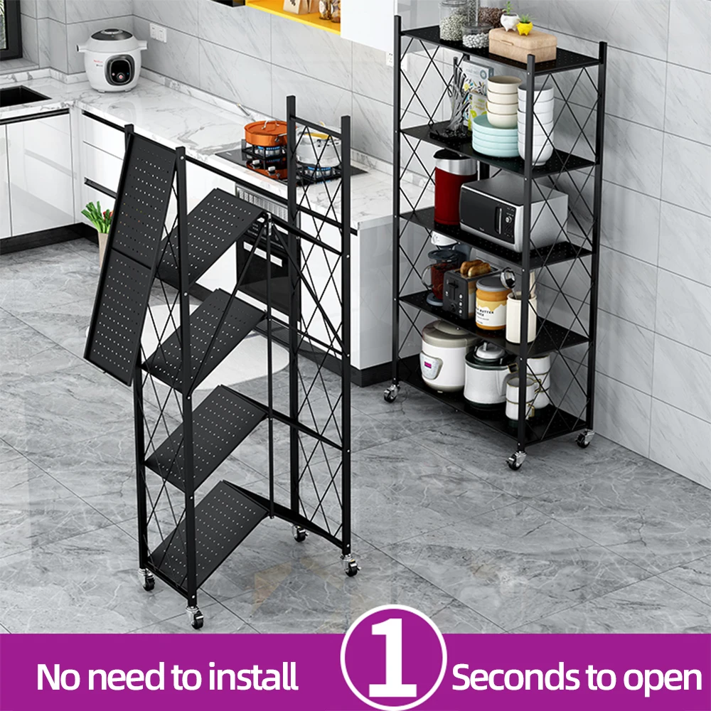 ชั้นวางของแบบประกอบเอง 5 ชั้น AIRAJ ทนทานและแข็งแรง มีล้อ จึงเคลื่อนย้ายสะดวกและเหมาะสำหรับการจัดเก็บหลายระดับ