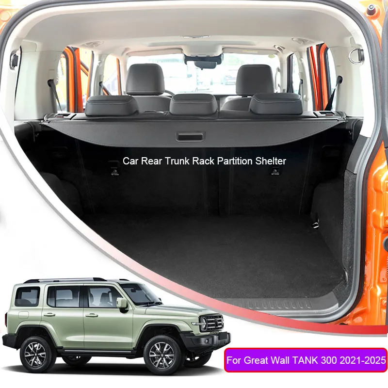 Car Rear Trunk Curtain Cover For Great Wall TANK 300 2021-2025 Rear Rack Partition Shelter Canvas Storage Decoration Accessories