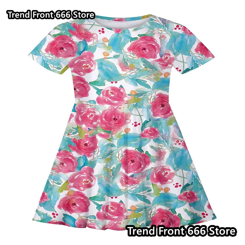 New Arrives Girls Dress Butterfly Pattern Knee Length Skirt Little Girls Women Adult size Mom and daughter Parent-child Outfit