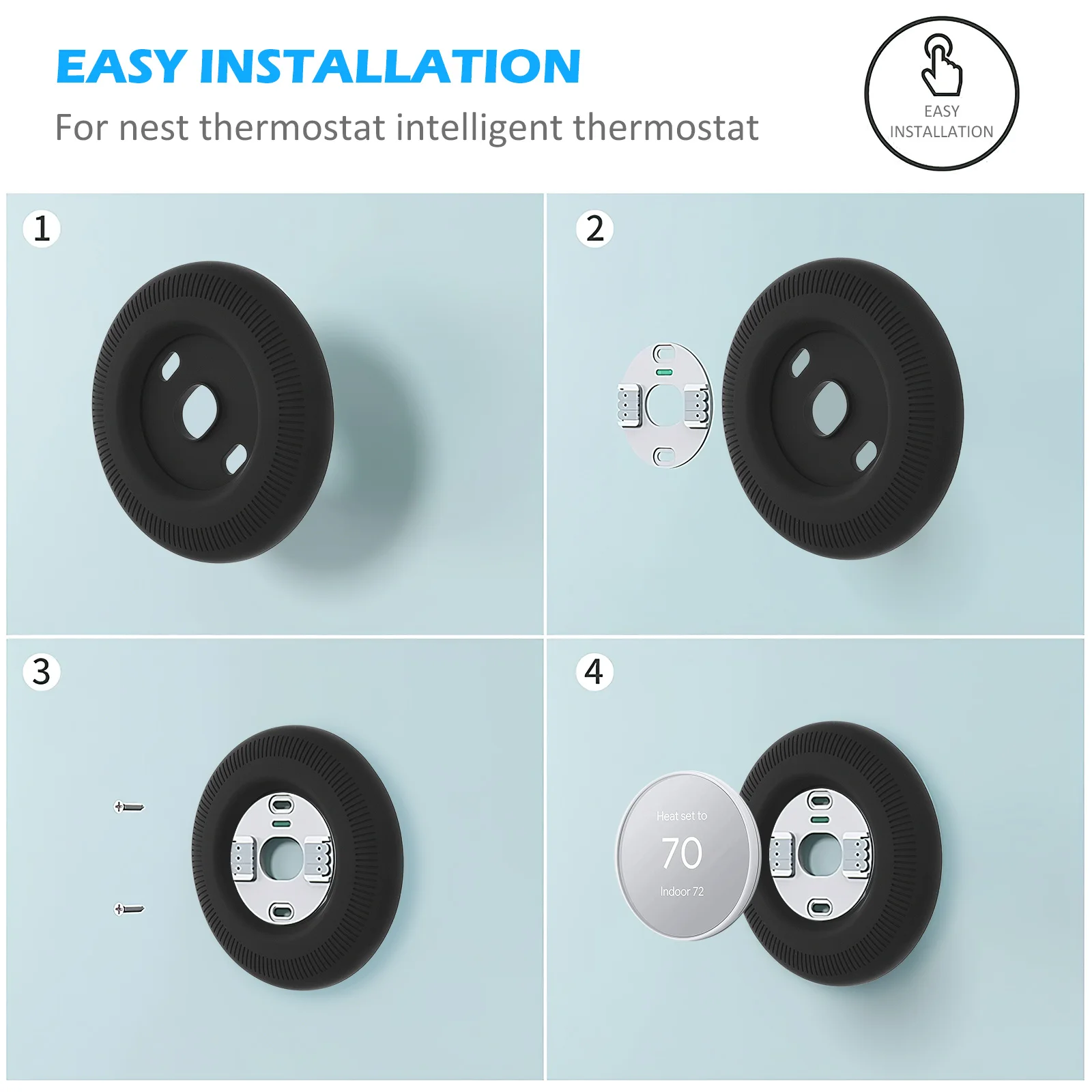 

Smart Thermostat Wall Pad Round Trim Kit High Grade Silicone Easy Installation Cover For Home Temperature Control System