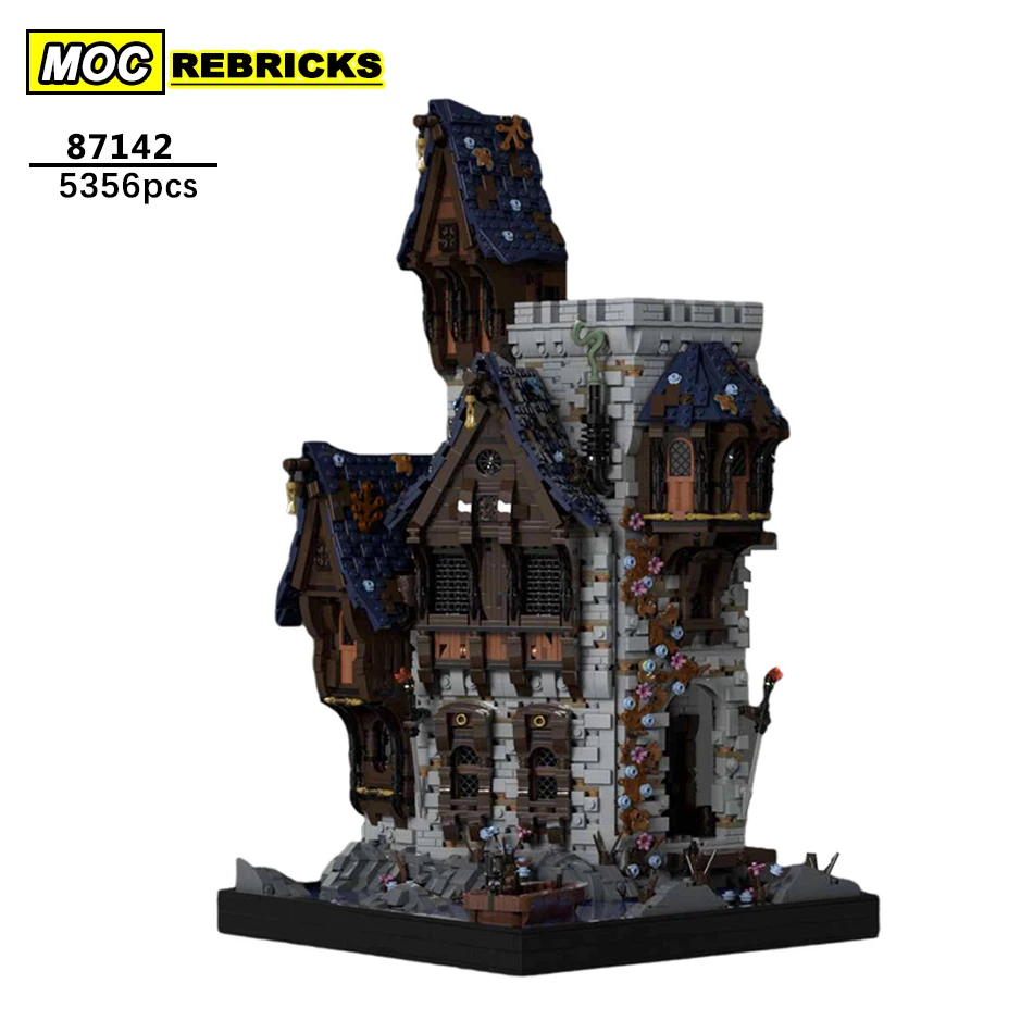 

Street View Architecture Series Medieval Black Castle MOC-89142 Building Block DIY Model Collection Experts Education Brick Toys