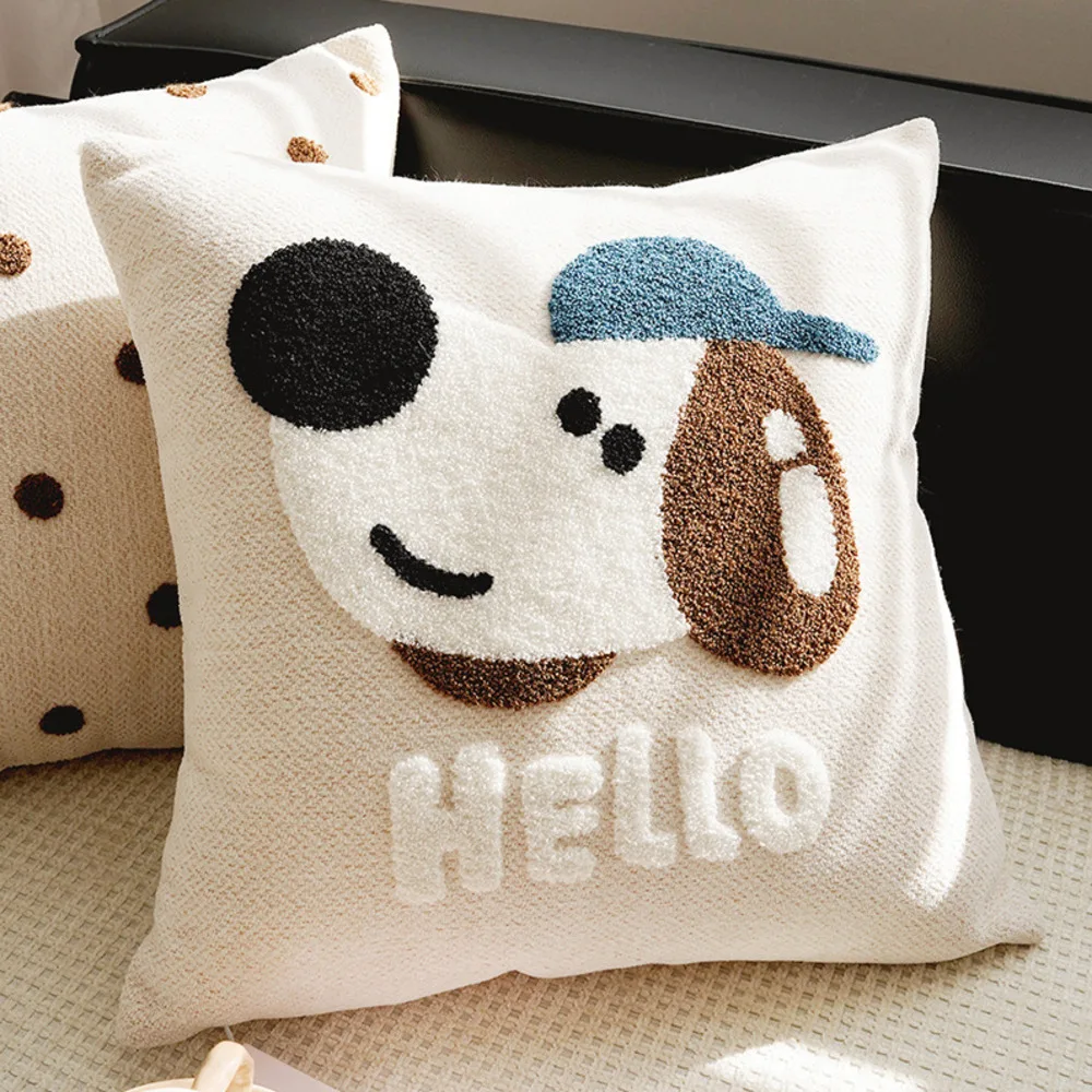 Soft Dopamine Pillow Cover For Sofa Bed Living Room - Cute Waist Backrest Cushion Girls Women, Removable Washable Home Decor