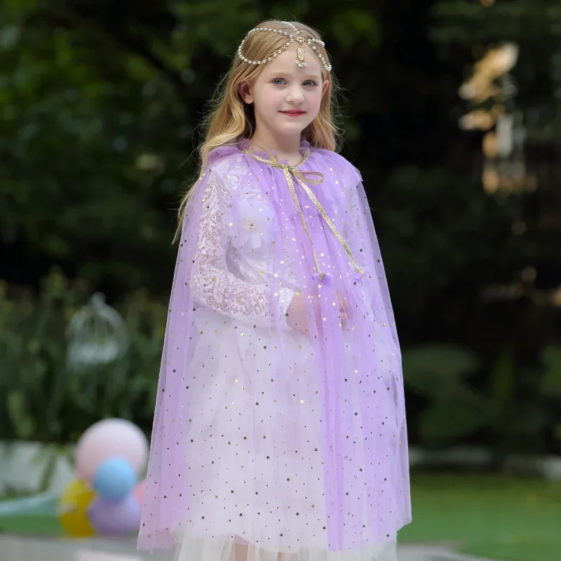 Summer Girl Shawl Cospaly Costume, Girl Ice and Snow Princess Draped with a Cape, Party Accessories Cospaly Costume image 4