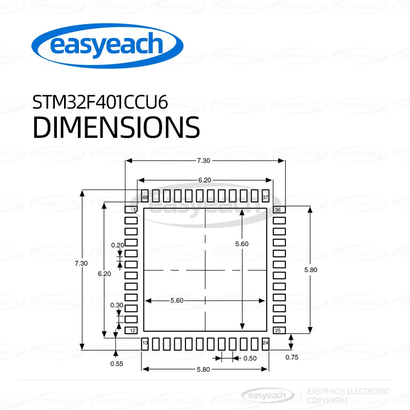 STM32F401CCU6 STMicroelectronics UFQFPN-48 ARM Cortex-M4 وحدات التحكم الدقيقة 32 بت-MCUs