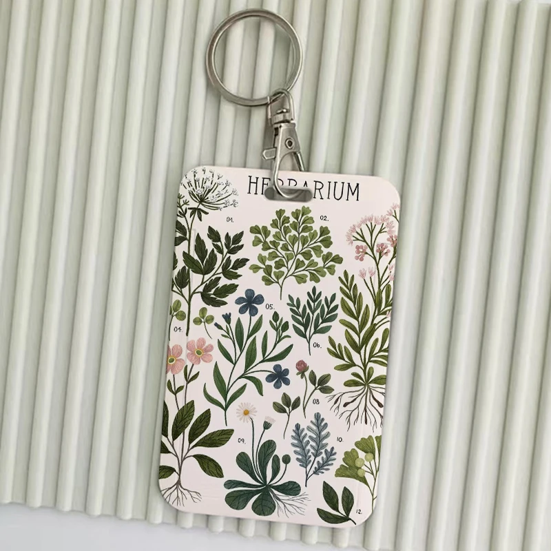 Retro Vintage Butterfly Keychain Card Holder Keychains Insect Botanical Plant Holders Bank Bus ID Credit Cards Key Ring Chains