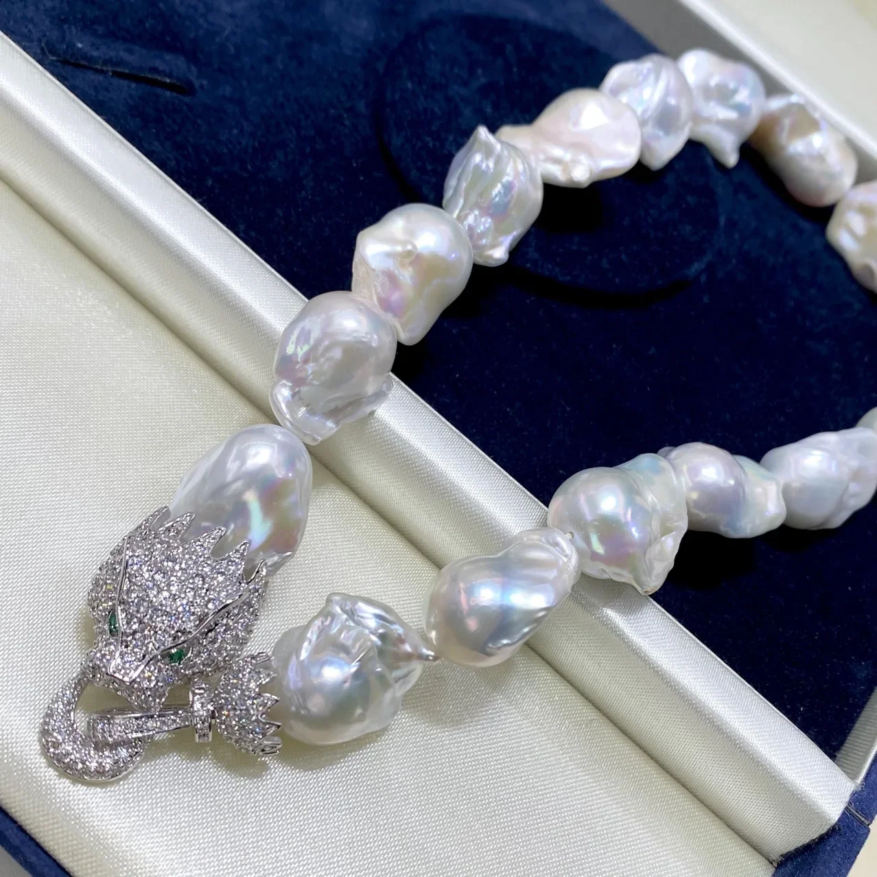 

Large grained pearl necklace AAA20x30mm natural South Sea Baroque pearl necklace 925s/18 inch