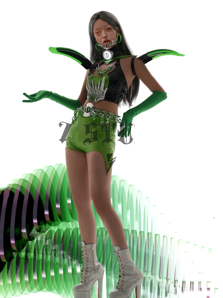 New Bar Nightclub Ds Dj Stage Performance Rave Outfits Halloween Cosplay Pole Dance Clothing Women Party Festival Wear Set