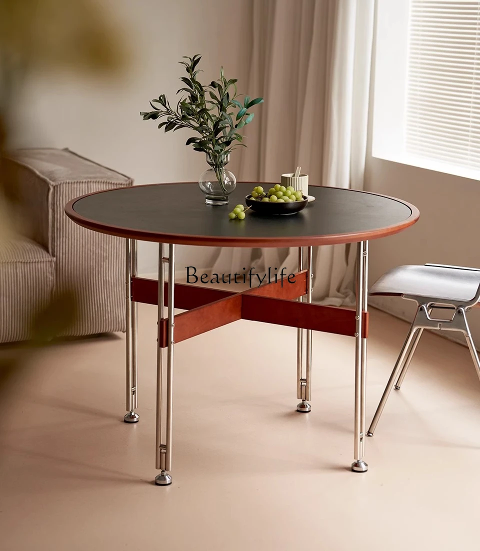 

Slate round table medium antique simple retro cherry wood dining table