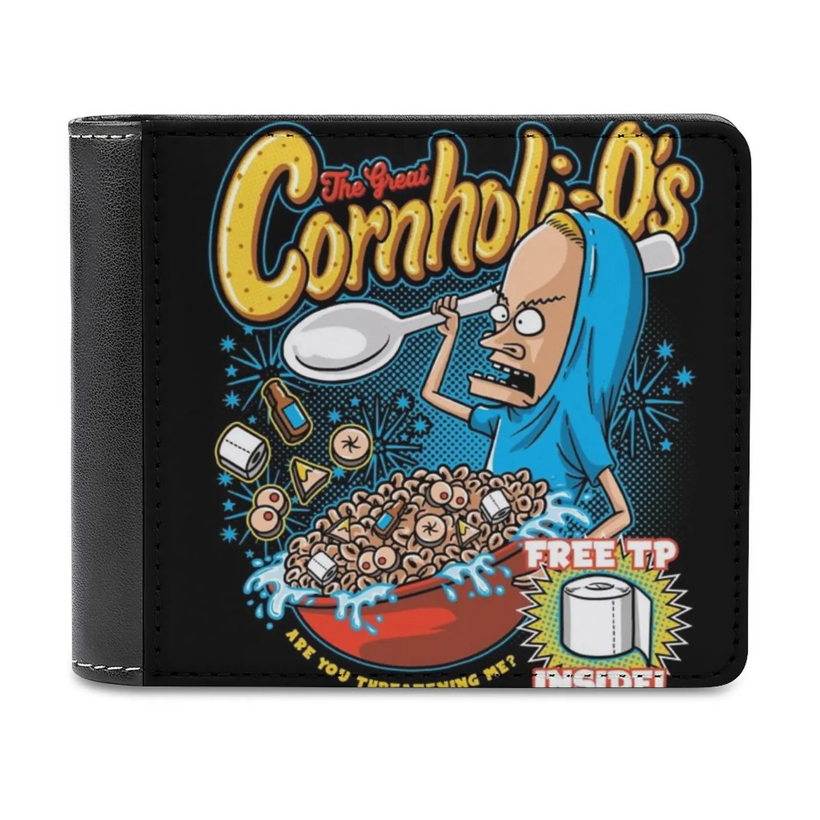 Cornholi Os New Men Wallets Pu Leather Men Purse High Quality Male Wallet Beavis And Butthead Great Cornholio Cereal Box Tp