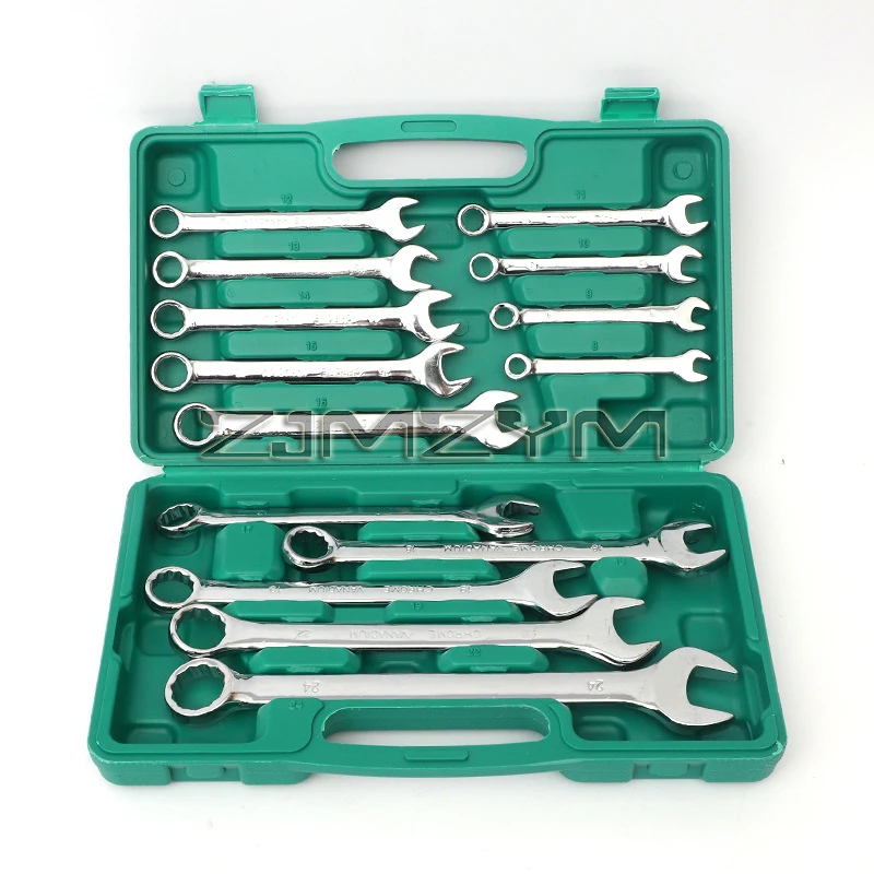14PCS Combination Wrench Set Dual-Purpose Metric and Standard Mechanics Wrenches with Compact Storage Box