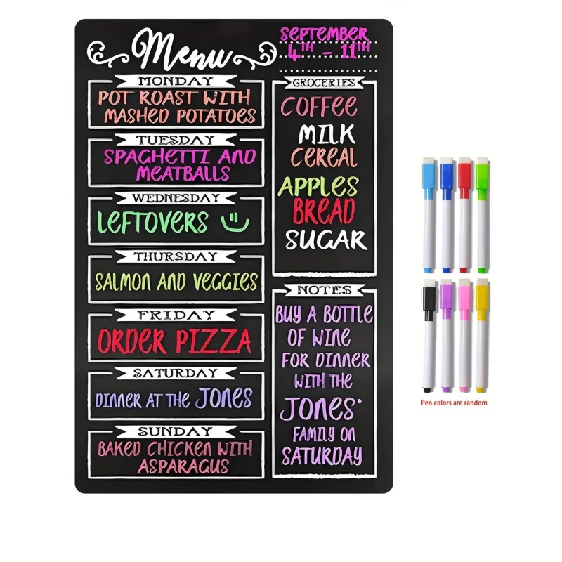 A set of reusable magnetic daily menu magnets for the refrigerator，Dish Planning Table，Reusable Magnetic Dry-Erase Calendar Whit