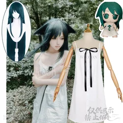Anime Game The Song Of Saya Japanese Saya Cosplay Costume White Dress Lolita Cos Dark Green Long Wigs Halloween Party Tentacles