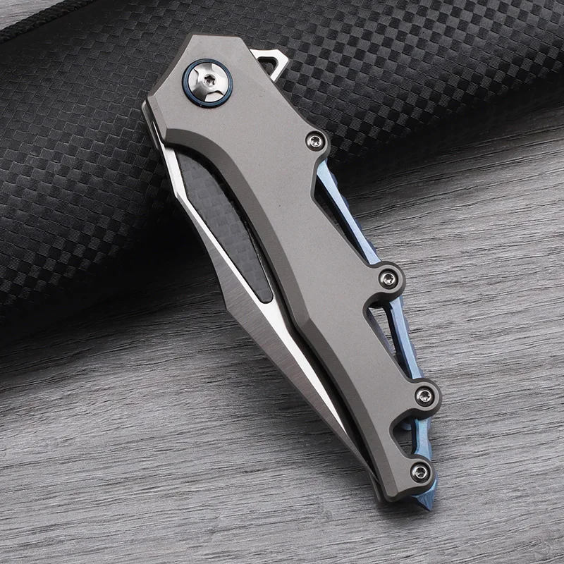 M390 Steel Titanium Alloy Handle Folding Knife Outdoor Camping High Hardness Lightweight Pocket EDC