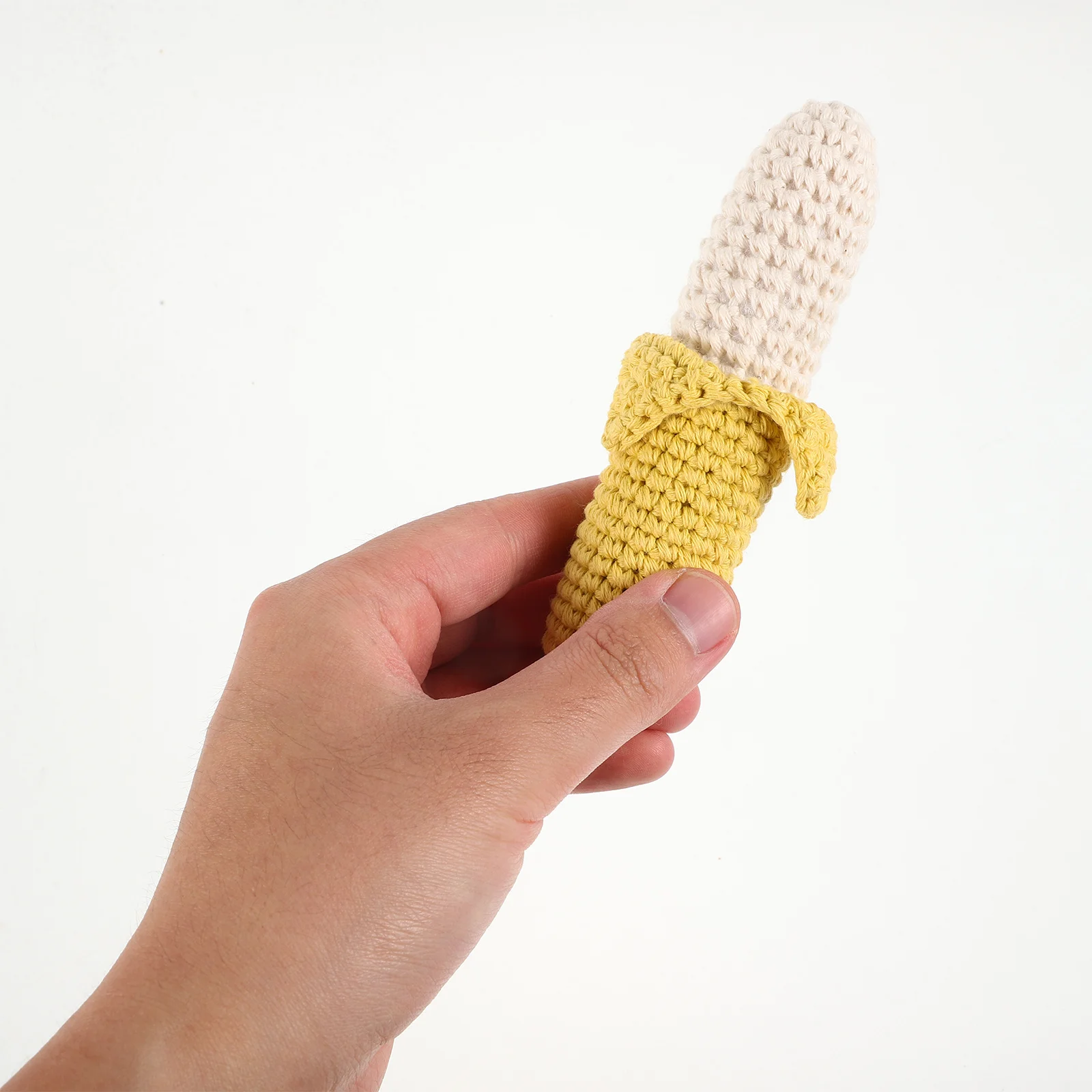 Crochet Banana Soft Safe Teething Soothing Hand Bell Newborn Infant Hand Held Shaker Kids Shaker Bell
