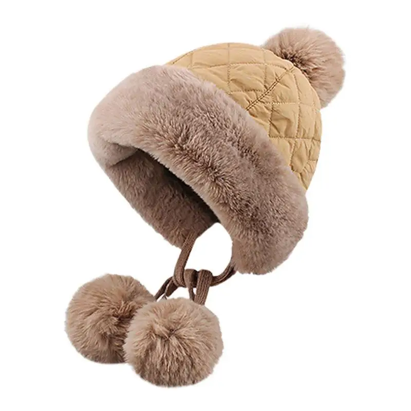 Peruvian Beanie Pompom Winter Warm Hat With Ear Protection Snow Hat For Outdoor Activities Daily Beanies For Women Girls