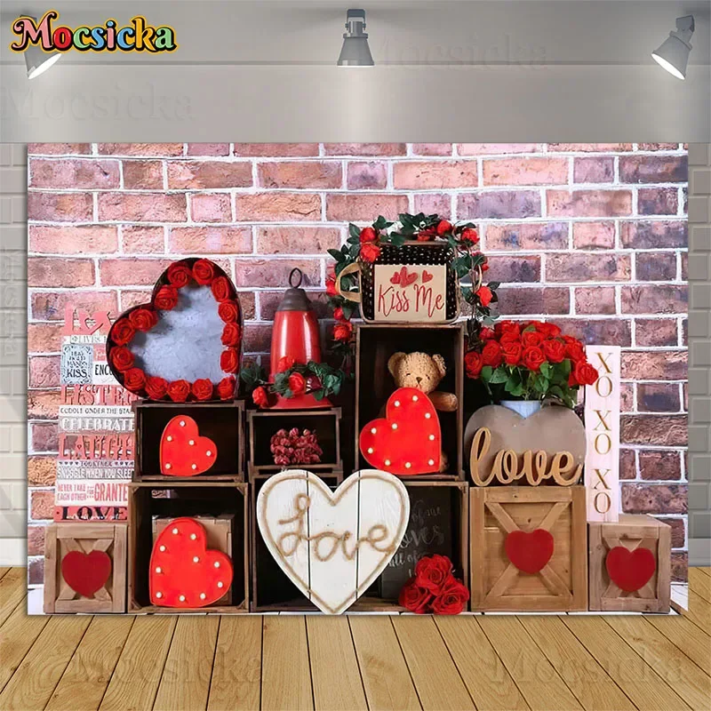 

Valentine's Day Photography Backdrops February 14 Love Heart Decoration Kids Birthday Cake Smash Background Wedding Photo Studio