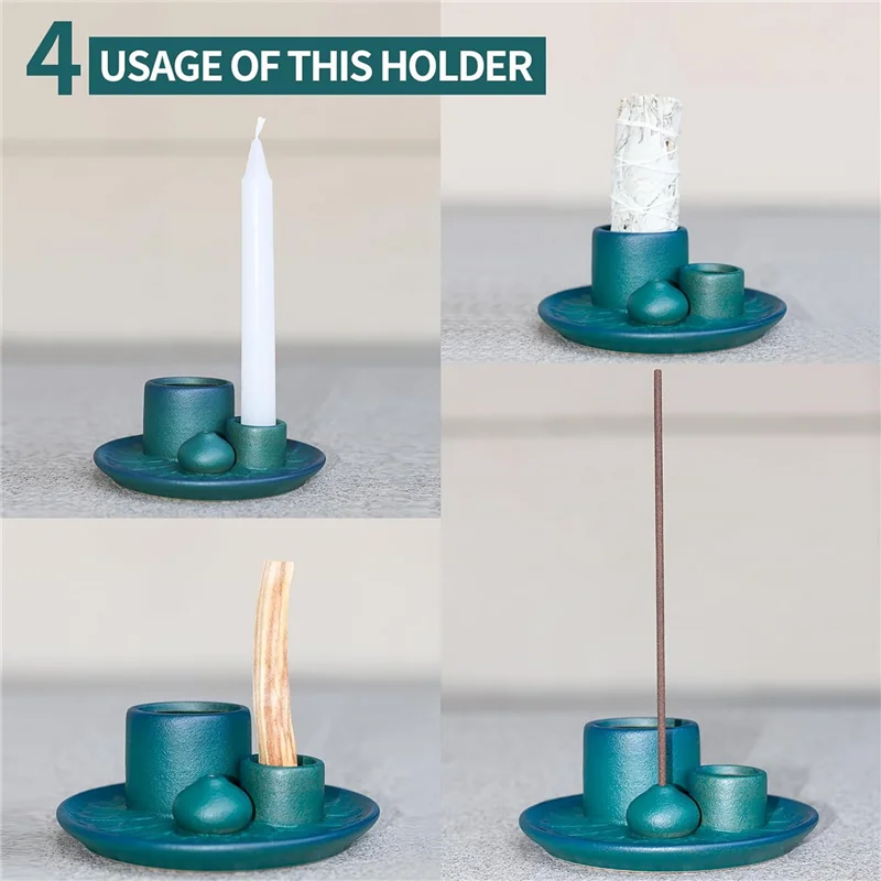 

N04R 2X Sticks Holder, Multi-Purpose Handmade Incense Burner For Incense Sticks, Sage Holder For Burning, Ash Catcher Tray