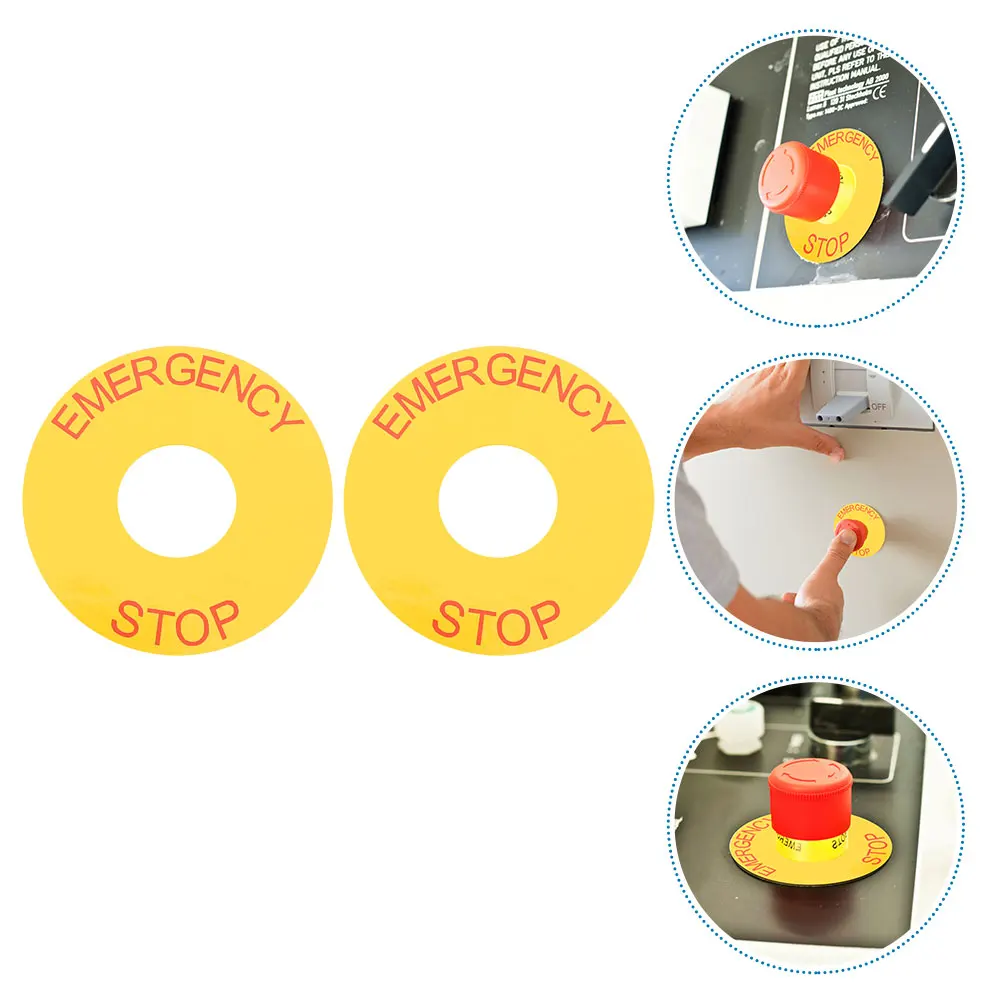 

2pcs Emergency Stop Sign Stickers Pvc Warning Labels Strong Adhesive For Home Office Factory Machinery Docks Platforms
