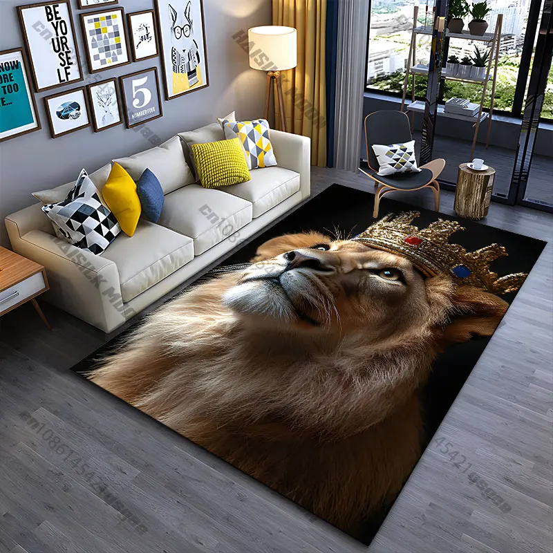 Royalty animal wearing crown carpet Yoga living room room decor children's crawling mat doormat area rug games mat