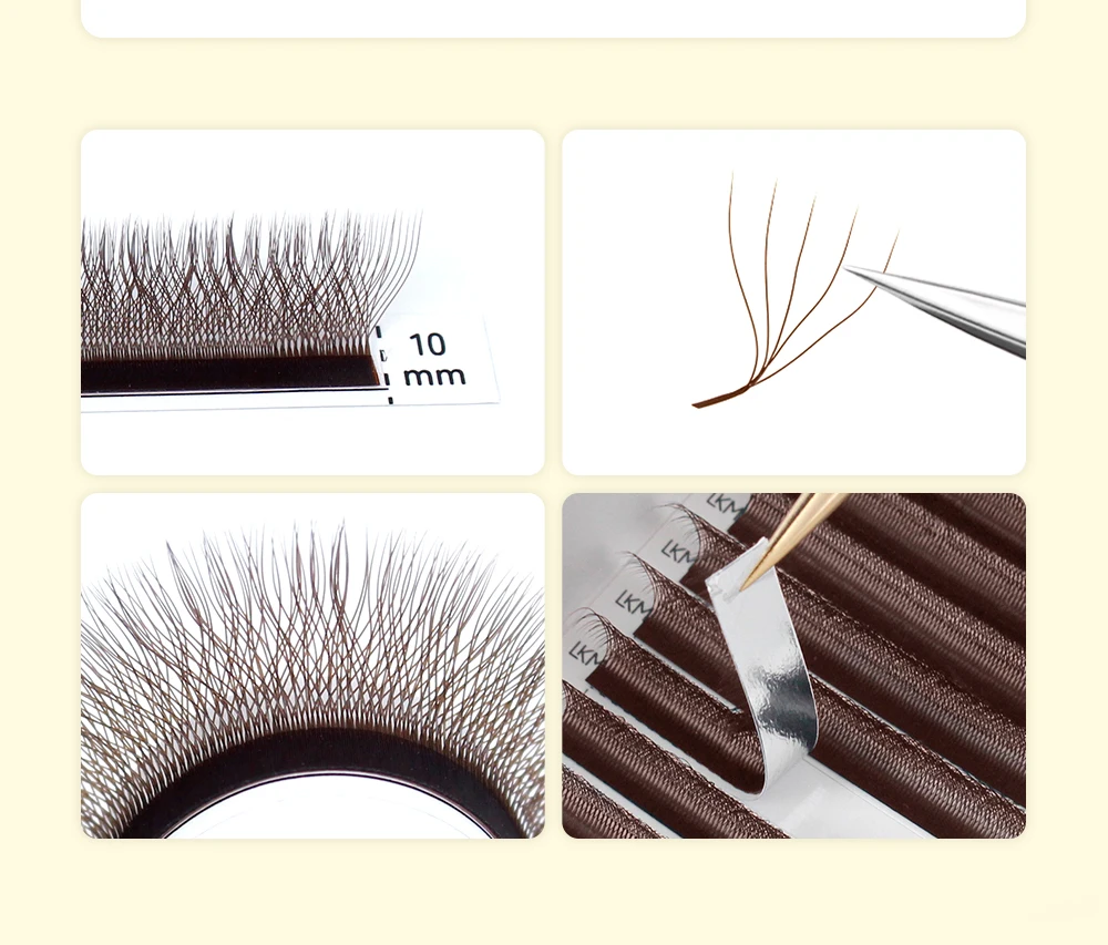 LUKATME 5D W-Form Braune Wimpernverlängerungen, Vorgefertigte Fächer, C/D/M-Kurve, Weiche Natürliche Volumen-Wimpern aus Kunstnerz 7-14mm für Verführerische Augen – Detail 3