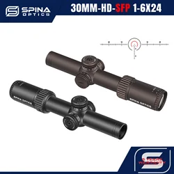 SPINA OPTICS 1-6x24 Riflescope Glass Etched Reticle Mid Dot Dual Purpose Red Dot Turret lock System Wide Field of View 22LR.556